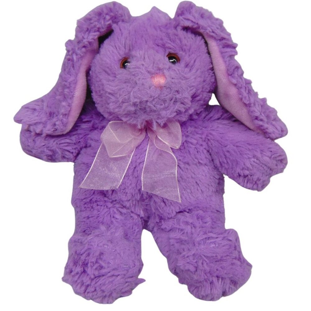 Animal Adventure Purple Bunny Rabbit Plush Ribbon Bow Sitting  2015